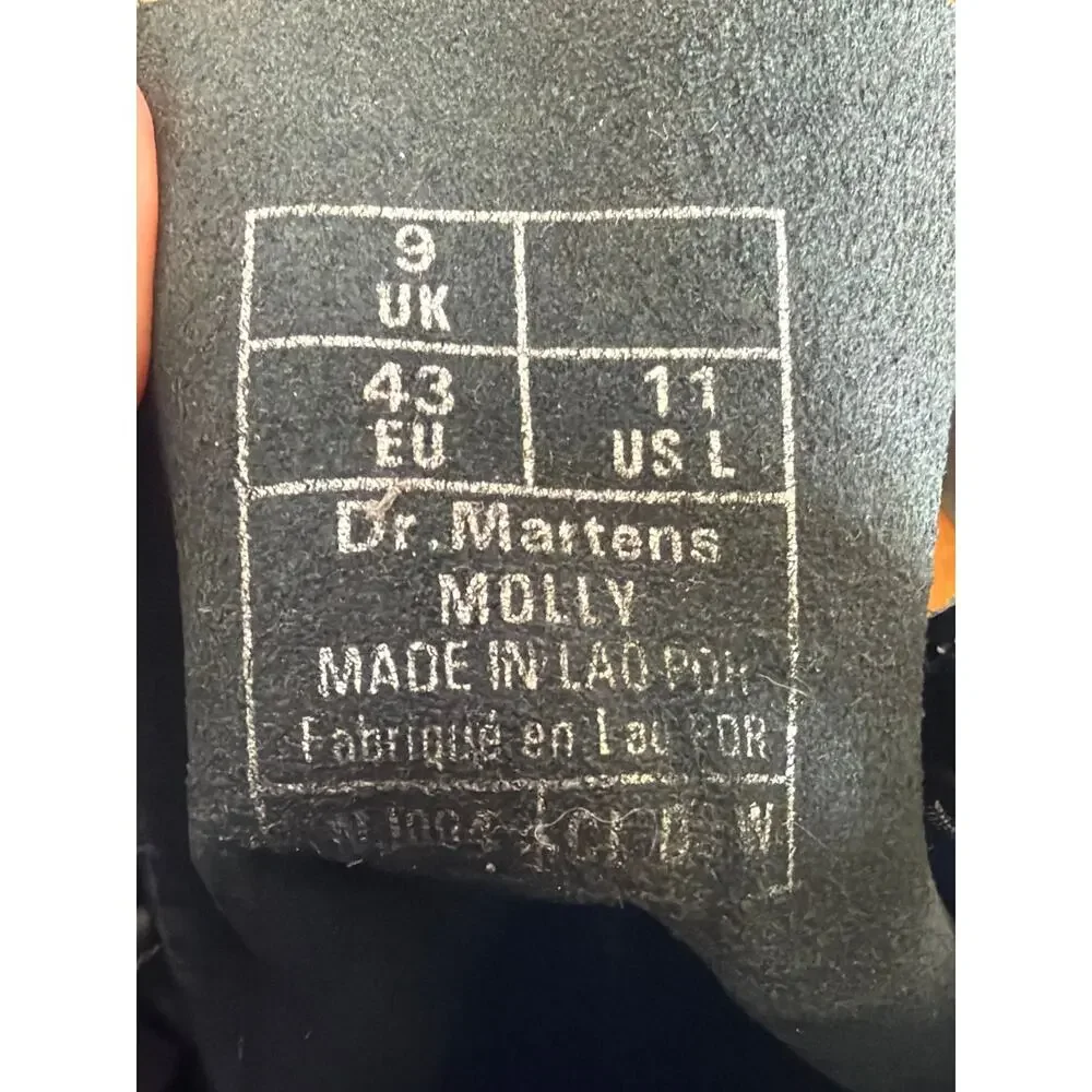 Dr. Martens Molly Black Patent Leather Platform 6 Eye Airwair Boots L11 EU43